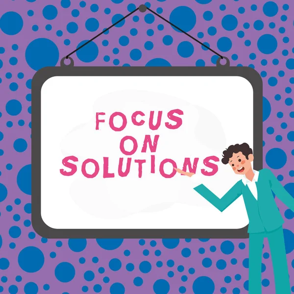 Podpis Koncepcyjny Focus Solutions Business Showcase Potężny Praktyczny Sposób Osiągnięcia — Zdjęcie stockowe