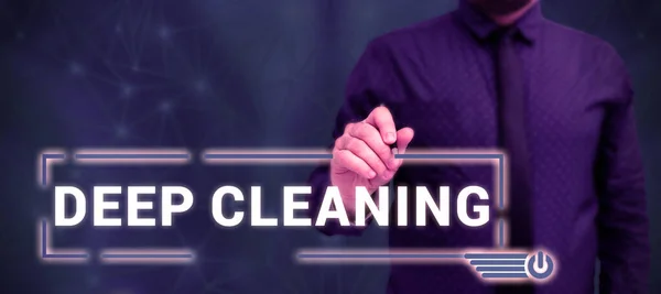 Hand Writing Sign Deep Cleaning Word Γράφτηκε Μια Πράξη Της — Φωτογραφία Αρχείου