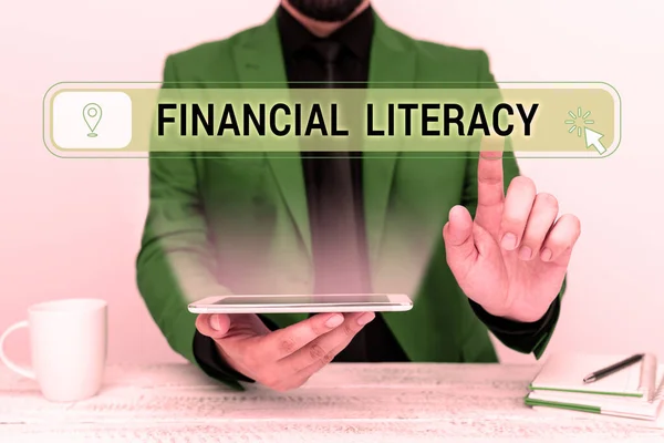 Finanzielle Alphabetisierung Konzept Bedeutung Verstehen Und Kenntnisse Darüber Wie Geld — Stockfoto