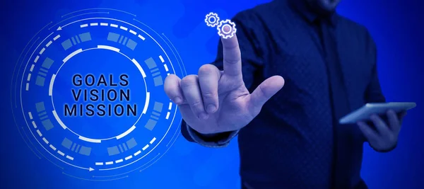 Konzeptionelle Anzeige Ziele Vision Mission Wort Für Praktischen Planungsprozess Verwendet — Stockfoto
