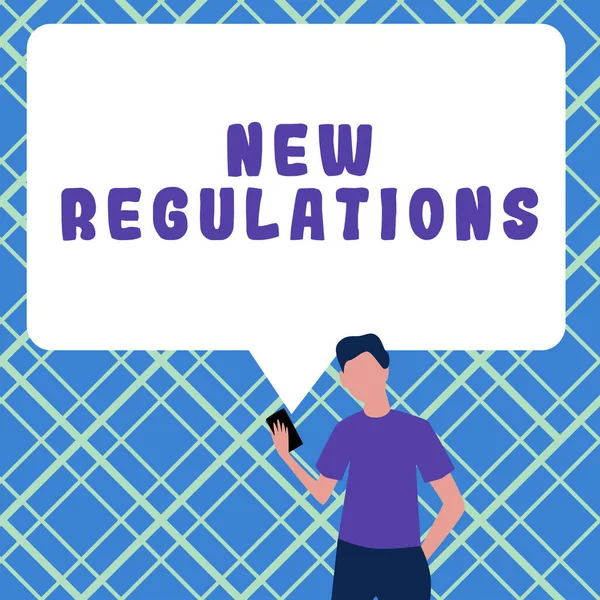Text Caption Presenting New Regulations Conceptual Photo Regulation Controlling Activity — Fotografia de Stock