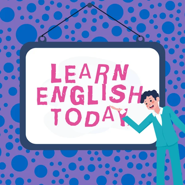 Sign Displaying Learn English Today Conceptual Photo Gain Learn Knowledge — Stock Fotó