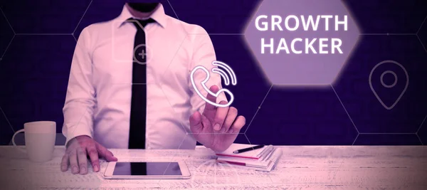 Inspiration Showing Sign Growth Hacker Conceptual Photo Generally Acquire Many — Foto Stock