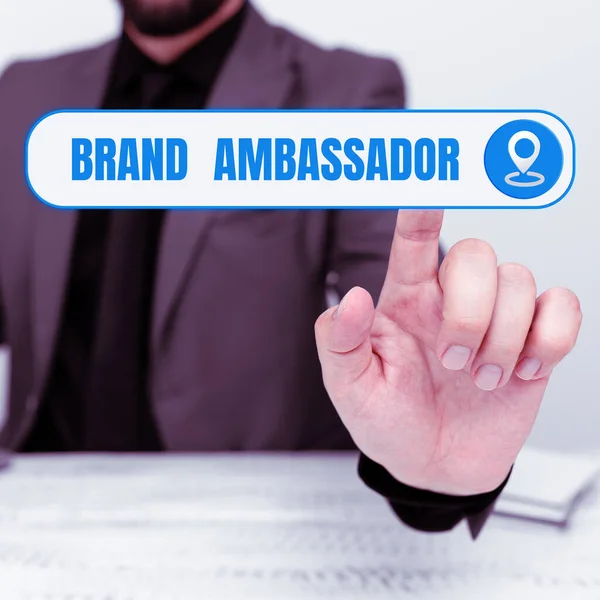 Sinal Escrita Mão Brand Ambassador Agente Visão Geral Negócios Credenciado — Fotografia de Stock