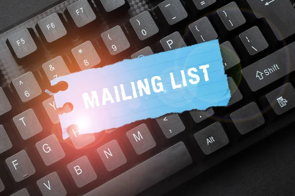 Texto Que Muestra Inspiración Mailing List Word Escrito Lista Personas —  Fotos de Stock