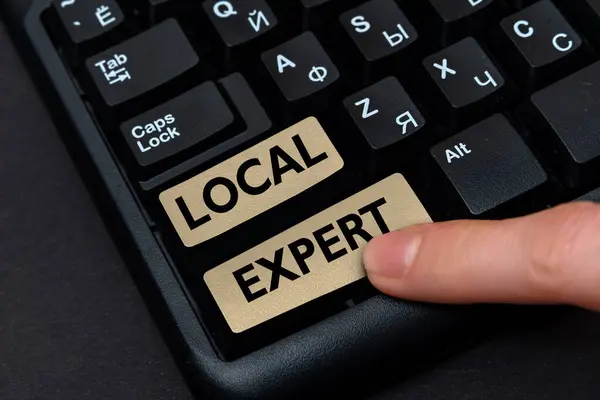 Inspiration Visar Tecken Lokal Expert Företagsöversikt Erbjuder Expertis Och Hjälp — Stockfoto