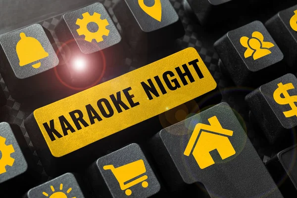 Text Zeigt Inspiration Karaoke Night Business Überblick Unterhaltung Instrumentale Musik — Stockfoto