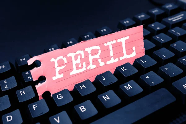 Writing Displaying Text Peril Business Concept Indicates Something Extremely Difficult — Foto Stock
