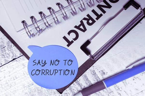 Konceptvisning Säg Nej Till Korruption Affärsidé Införa Decentraliserat Utbyte Pengar — Stockfoto