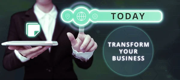 Texto Presentado Transform Your Business Enfoque Empresarial Modificar Energía Sobre — Foto de Stock