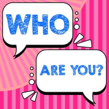 Conceptual caption Who Are You, Business showcase Identify yourself description personal characteristics