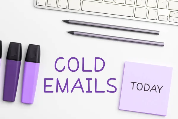 Inspiration Showing Sign Cold Emails Word Unsolicited Email Sent Receiver — 스톡 사진