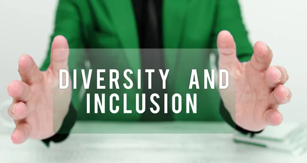 Señal Que Muestra Diversidad Inclusión Rango Ideas Negocios Diferencia Humana — Foto de Stock