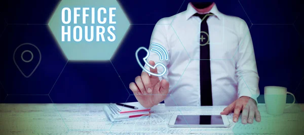 Handschriftliche Schilder Bürozeiten Geschäftsübersicht Die Stunden Denen Normalerweise Geschäfte Abgewickelt — Stockfoto
