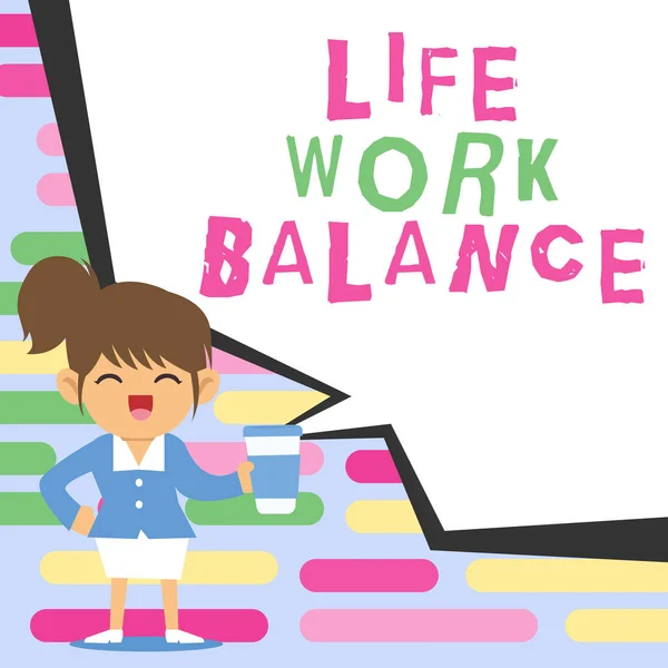Text caption presenting Life Work Balance, Business idea stability person needs between his job and personal time