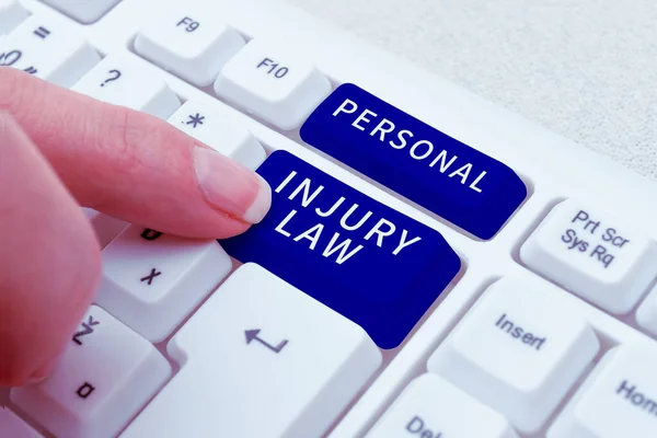 Hand writing sign Personal Injury Law, Business concept being hurt or injured inside work environment