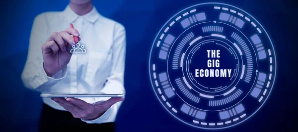 Szöveg Megjelenítése Gig Economy Concept Jelentése Rövid Távú Szerződések Piaca — Stock Fotó