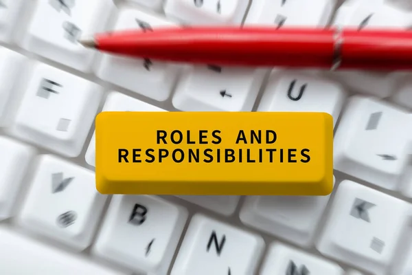 Writing Displaying Text Roles Responsibilities Internet Concept Business Functions Professional — Foto Stock