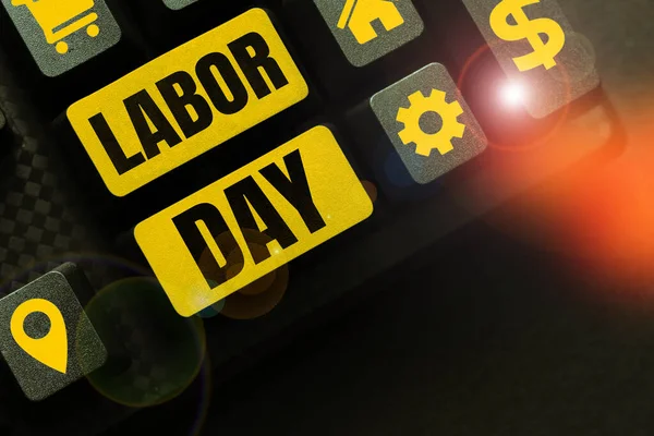 Text showing inspiration Labor Day, Word for an annual holiday to celebrate the achievements of workers