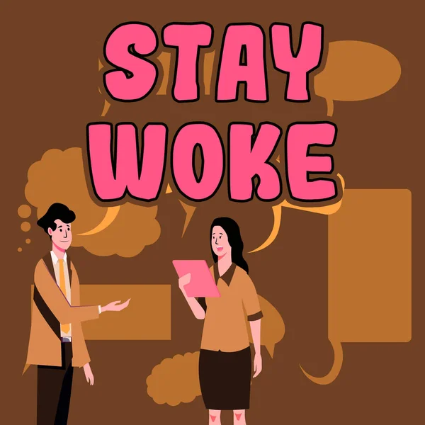 Yazısı Stay Woke Konsepti Çevrenizde Olup Bitenlerden Haberdar Olun — Stok fotoğraf