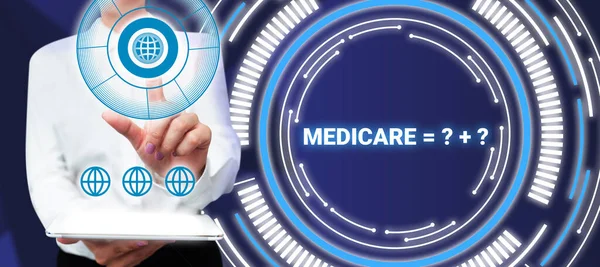 Text Bildtext Presenterar Medicare Affärsstrategi Politik Den Federala Regeringen Som — Stockfoto