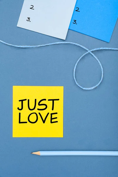 Text Sign Showing Just Love Üzleti Áttekintés Hogy Fizikailag Érdeklődik — Stock Fotó