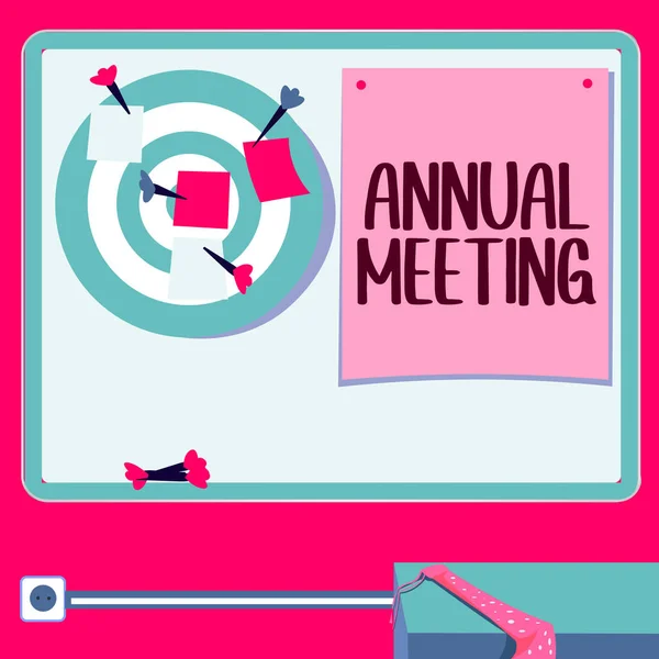 Text Sign Showing Annual Meeting Business Approach Yearly Gathering Organization — Stockfoto