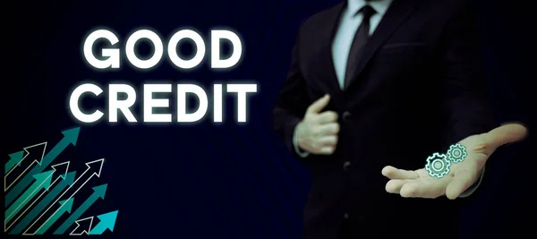 Pisanie Wyświetlania Tekstu Dobry Kredyt Słowo Dla Kredytobiorcy Stosunkowo Wysoki — Zdjęcie stockowe