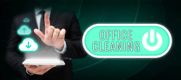 Handwriting Text Office Cleaning Concept Meaning Action Process Cleaning Office — Zdjęcie stockowe