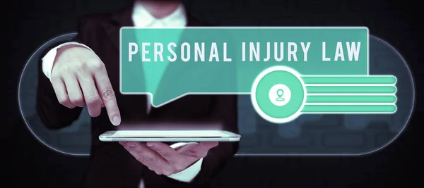 Writing displaying text Personal Injury Law, Word for being hurt or injured inside work environment