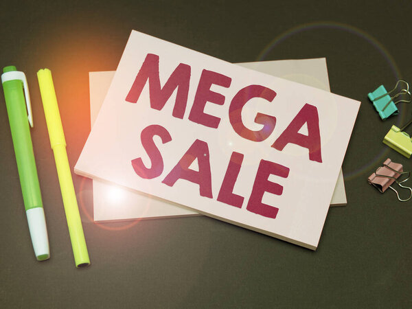 Conceptual caption Mega Sale, Internet Concept The day full of special shopping deals and heavy discounts