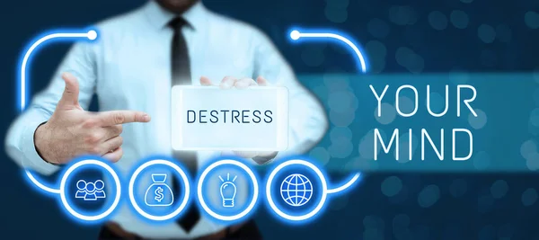 Destress Your Mind Vetrina Aziendale Alleviare Tensione Mentale Ridurre Stress — Foto Stock