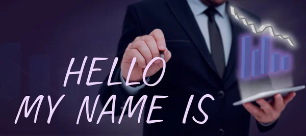 Text Caption Presenting Hello Name Internet Concept Introducing Yourself New — Stockfoto
