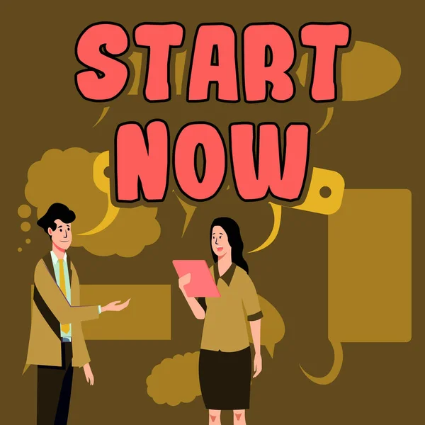 Konzeptionelle Anzeige Start Now Konzept Bedeutung Zögern Sie Nicht Sofort — Stockfoto