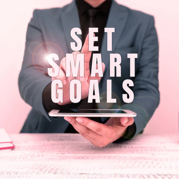 Bildunterschrift Intelligente Ziele Setzen Konzeptfoto Erreichbare Ziele Festlegen Gute Geschäftspläne — Stockfoto
