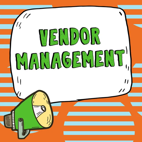 Text Sign Showing Vendor Management Conceptual Photo Activities Included Researching — Stock Fotó