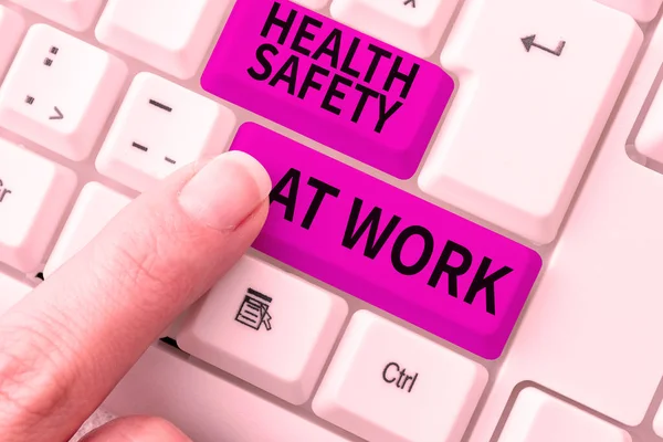 Munkahelyi Egészségvédelmet Biztonságot Bemutató Szöveges Felirat Internet Concept Biztonságos Eljárások — Stock Fotó