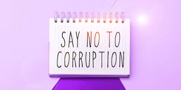 Inspiration Showing Sign Say Corruption Business Idea Introducing Decentralized Money — Fotografia de Stock