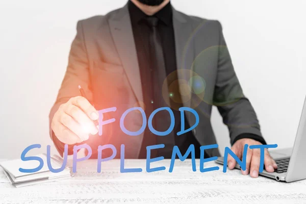 Handschrifttekst Voedingssupplement Word Written Conditions Practices Keep Quality Food — Stockfoto