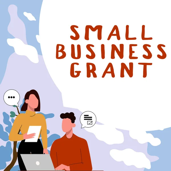 Podpis Tekstowy Przedstawiający Dotację Dla Małych Przedsiębiorstw Business Showcase Individual — Zdjęcie stockowe