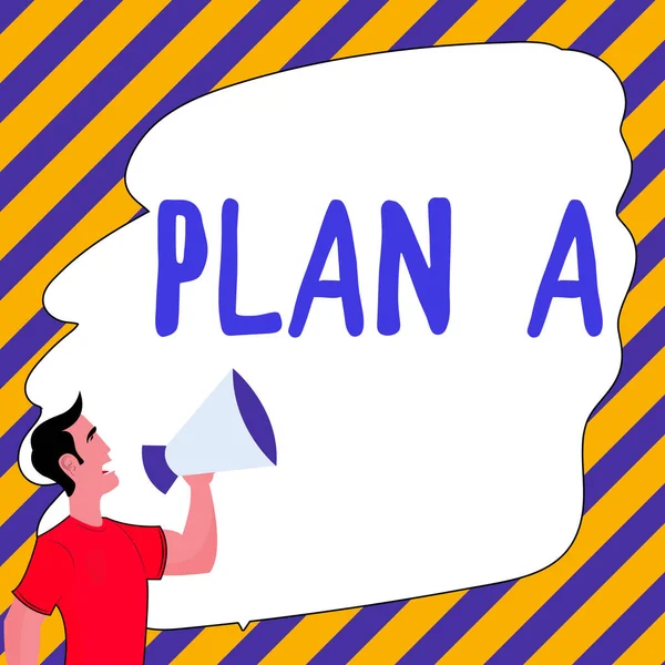 Schilder Mit Plan Business Präsentieren Einen Originellen Plan Oder Eine — Stockfoto