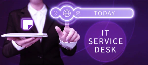 Conceptual Caption Service Desk Internet Concept Technological Support Online Assistance — Stockfoto