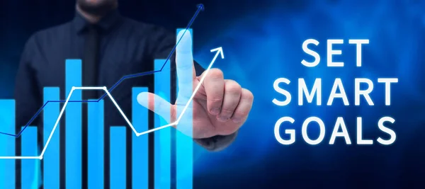 Inspiration Showing Sign Set Smart Goals Business Overview Establish Achievable — Stock Photo, Image