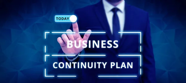 Podepsat Zobrazení Business Continuity Plan Business Koncept Vytváření Systému Prevence — Stock fotografie