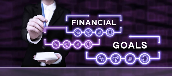 Text Showing Inspiration Financial Goals Concept Meaning Targets Usually Driven — Stock Photo, Image