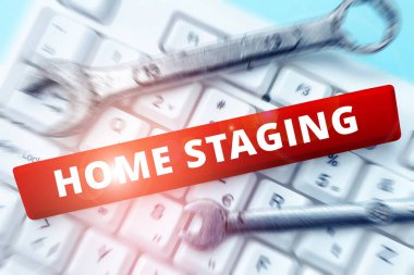 Ev Sahnelemesi kavramsal gösterim, emlak piyasasında satılık özel bir konut hazırlama sözcüğü