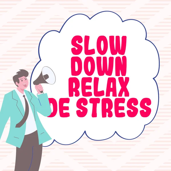 Writing Displaying Text Slow Relax Stress Business Showcase Have Break — Zdjęcie stockowe