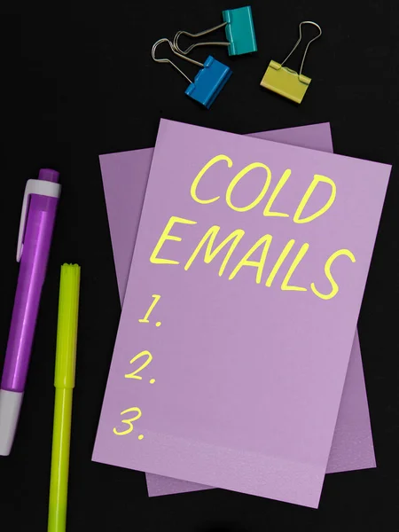 Text Sign Showing Cold Emails Business Approach Unsolicited Email Sent — 스톡 사진