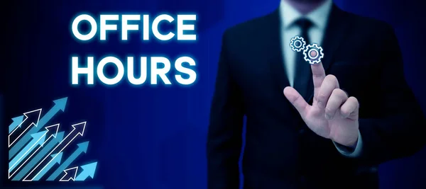 Hand Writing Sign Office Hours Business Concept Ώρες Που Συνήθως — Φωτογραφία Αρχείου