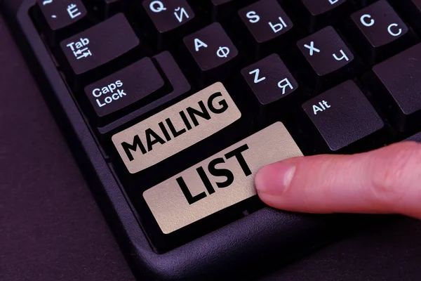Writing Displaying Text Mailing List Business Concept List People Who — Foto Stock